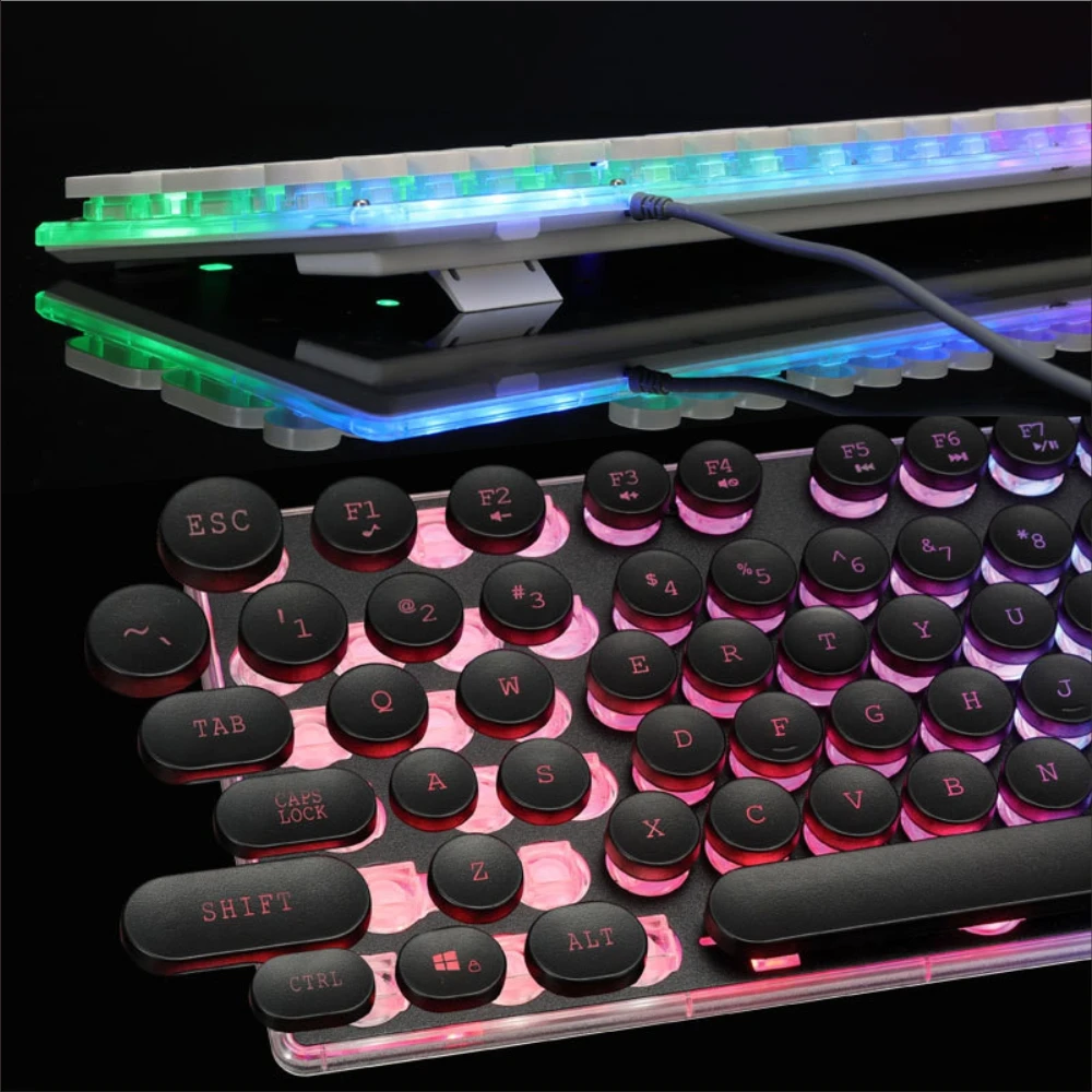 Игровая клавиатура с RGB-подсветкой проводная USB-клавиатура в стиле панк