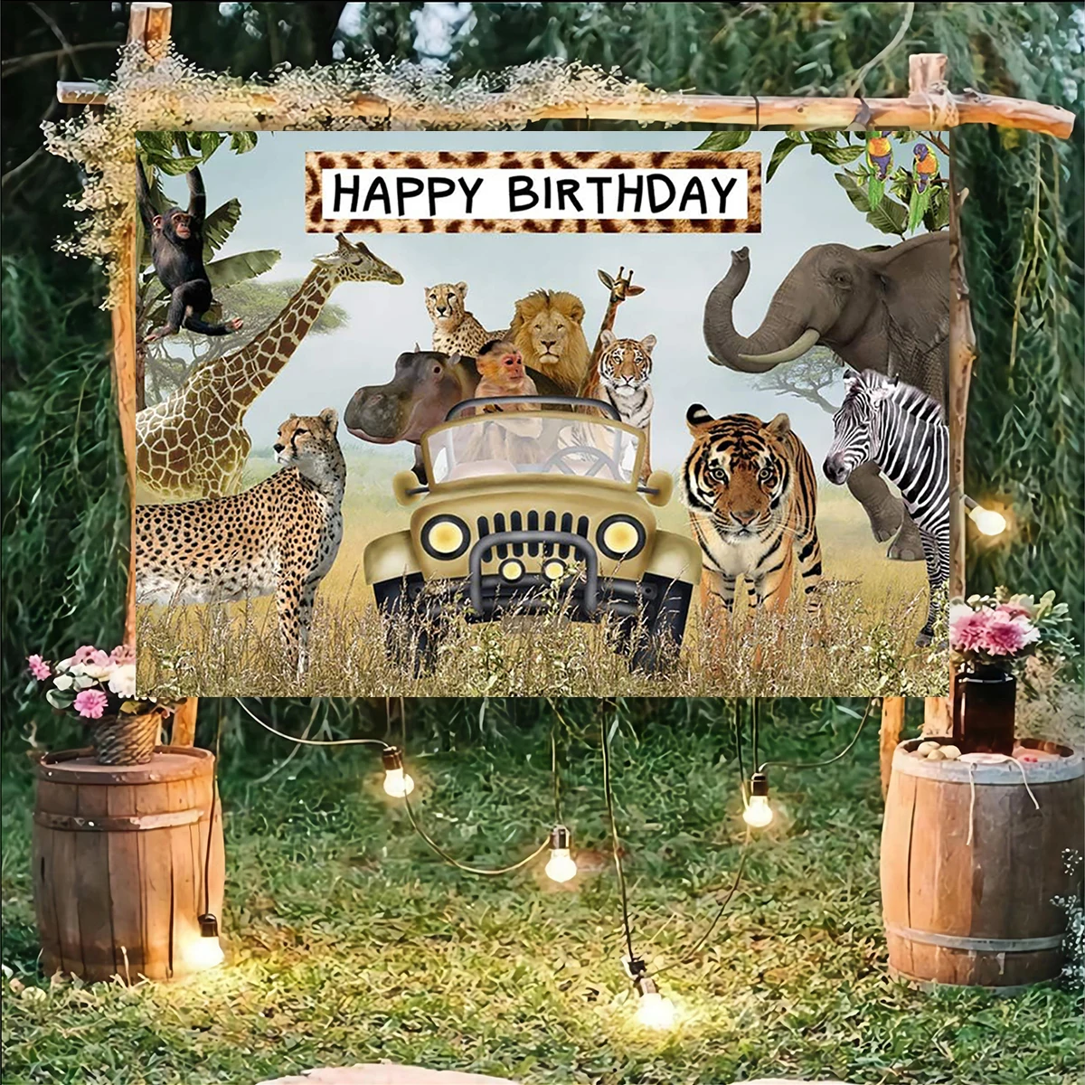 

Африканская Саванна животное фон фотография Лев Слон фон Дети Новорожденные День рождения Baby Shower декорации