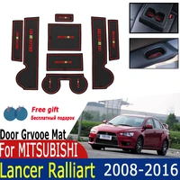 anti slip car door rubber mat cup cushion slots for mitsubishi lancer x ralliart evo galant fortis ex 2016 2008 pads accessories