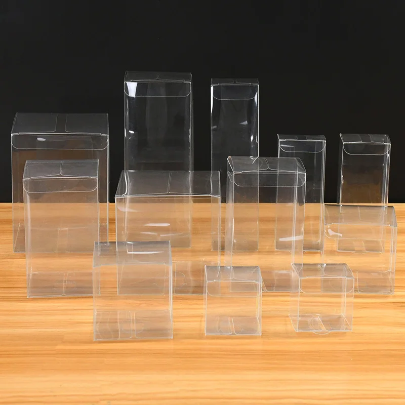 10Pcs Square Clear PVC Candy Gifts Box Wedding Favors Chocolate Packing Transparent Boxes For Birthday Christmas Party Supplies