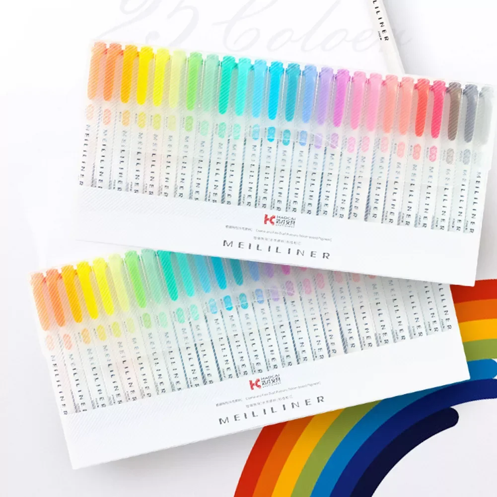 

5/10Pcs Double Head Fluorescent Highlighter Pen Markers Pastel Drawing Pen for Student School Office Supplies Cute Stationery