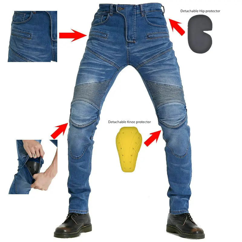 

Motorcycle Leisure Motorcycle Men's Outdoor Summer Riding Jeans Motorpoof Jeans With Protect Gears