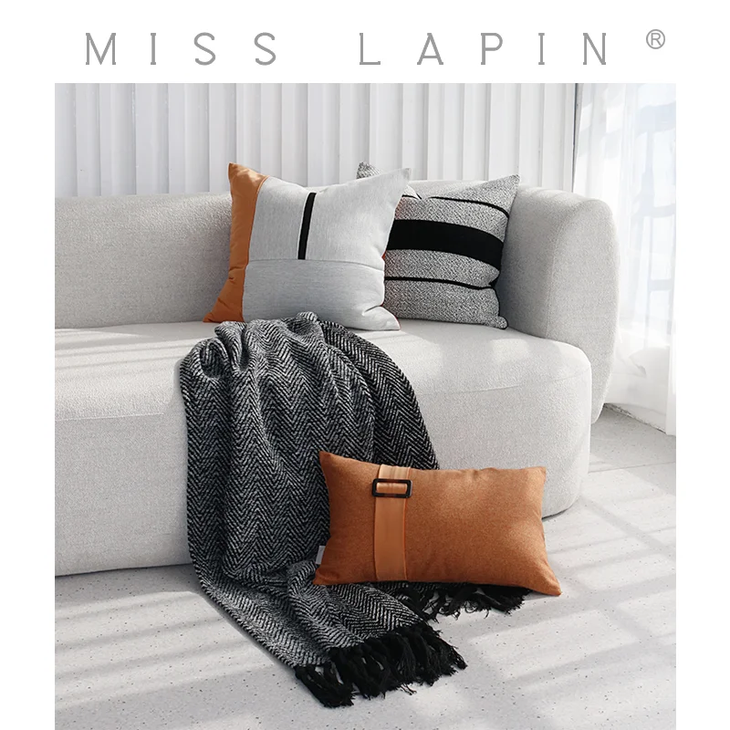 

MISS LAPIN Throw Pillow Case Modern Orange Embroidered Luxury Cushion Covers for Living Room Couch