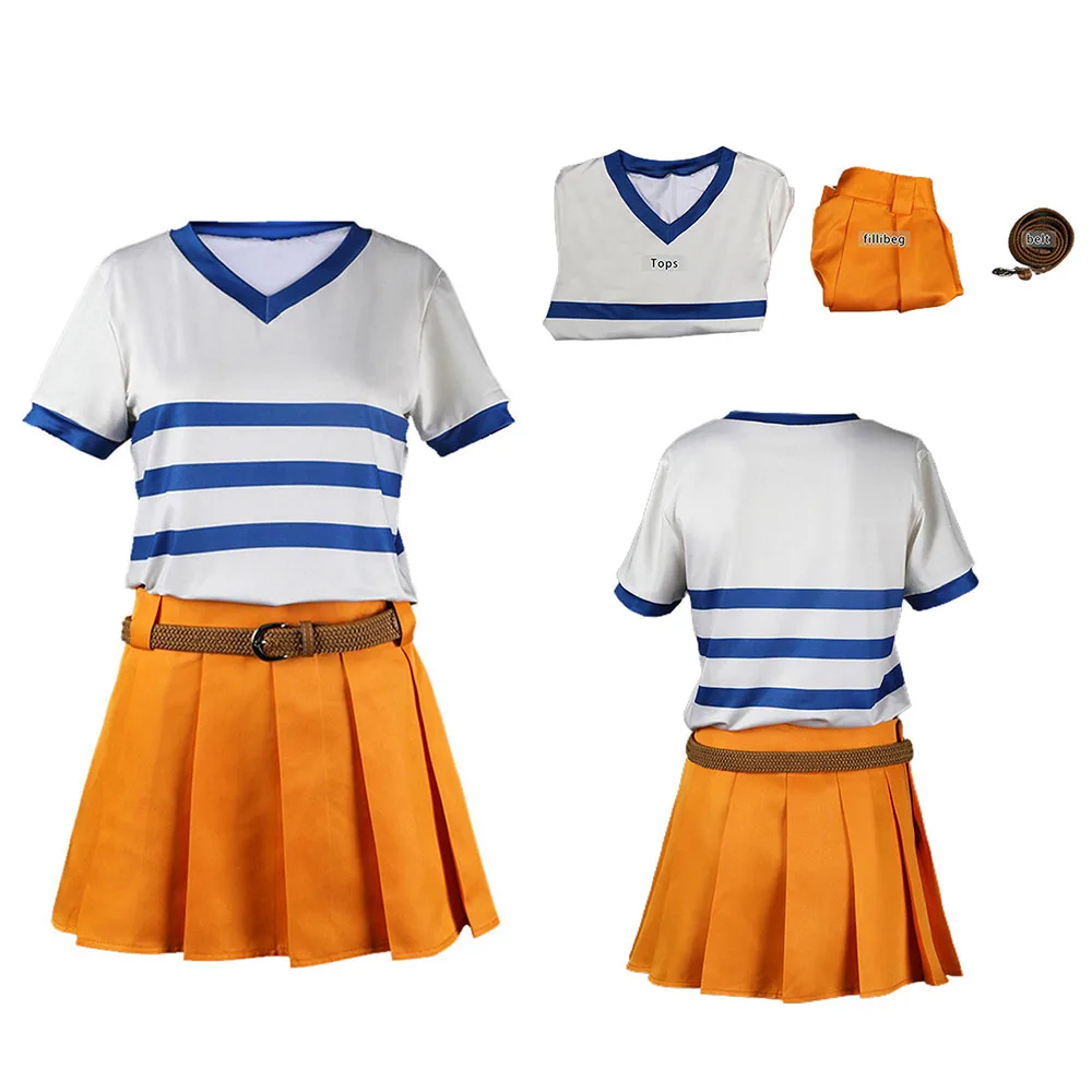 

Nami Cosplay T-shirt Skirt Belt Costume TV Piece Women Girls Fantasy Roleplay Outfits Halloween Carnival Party Disguise Suit