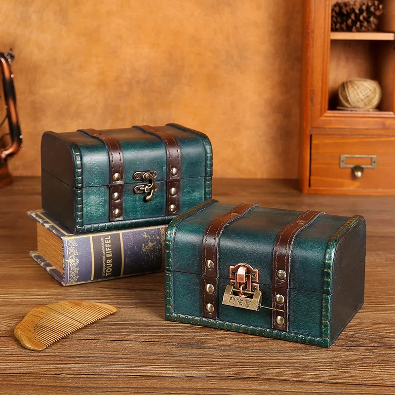 

European Vintage Storage Wooden Box Packaging Jewelry Handmade Wooden Personalized Collection Gift Box Props Makeup Organizer
