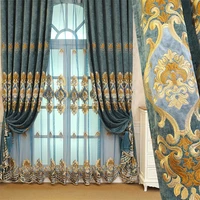 2022 style european style high end embroidered blackout curtains for living room bedroom study blackout curtains customization