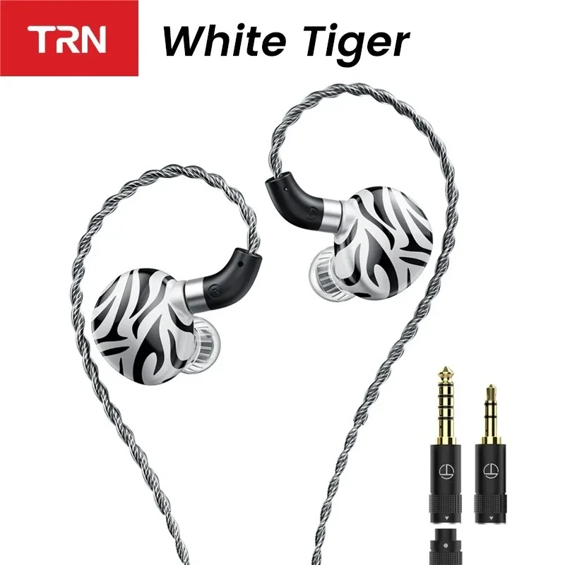 TRN WHITE TIGER Двойной динамический драйвер + плоская диафрагма HIFI Наушники-вкладыши Гибридный разъем 3,5 + 4,4 мм с 2-контактным съемным кабелем (art.: 3920d2b892ee3) - 3920d2b892ee3