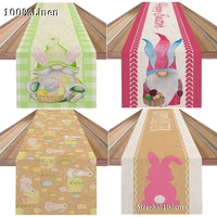 hot lace linen easter bunny printed table runner table flag cloth cover kitchen dining tablecloth party home decor 33183cm