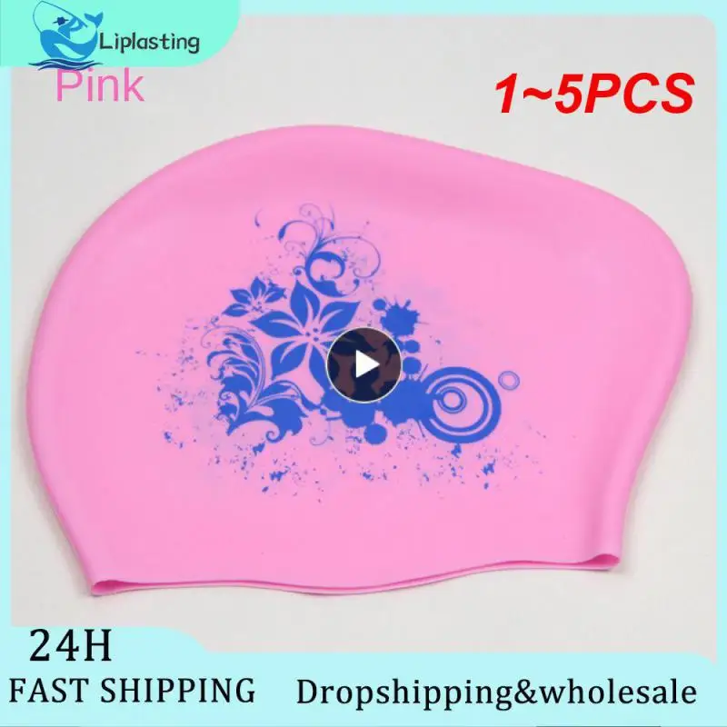 

1~5PCS Women Silicone Waterproof Swimming Cap Ladies Long Hair Protection High Elastic Swim Caps For Surfing Diving Pool Hat