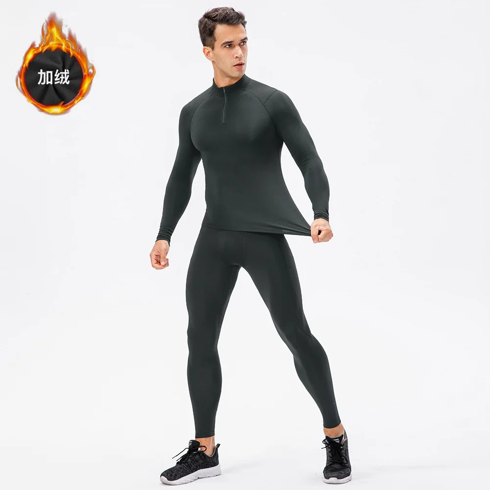 

Men's Thermal Underwear Set Termo Compression Sport Suit Shirt Top Tights Clothes Gym Fitness Autumn Winter Warm Long Johns