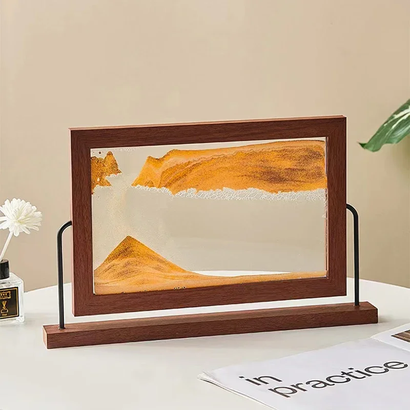 

Moving Sand Art Picture Quicksand 3D Sandscape in Motion Hourglass Rotatable Wooden Frame Flowing Sand Painting Home Decor Gifts