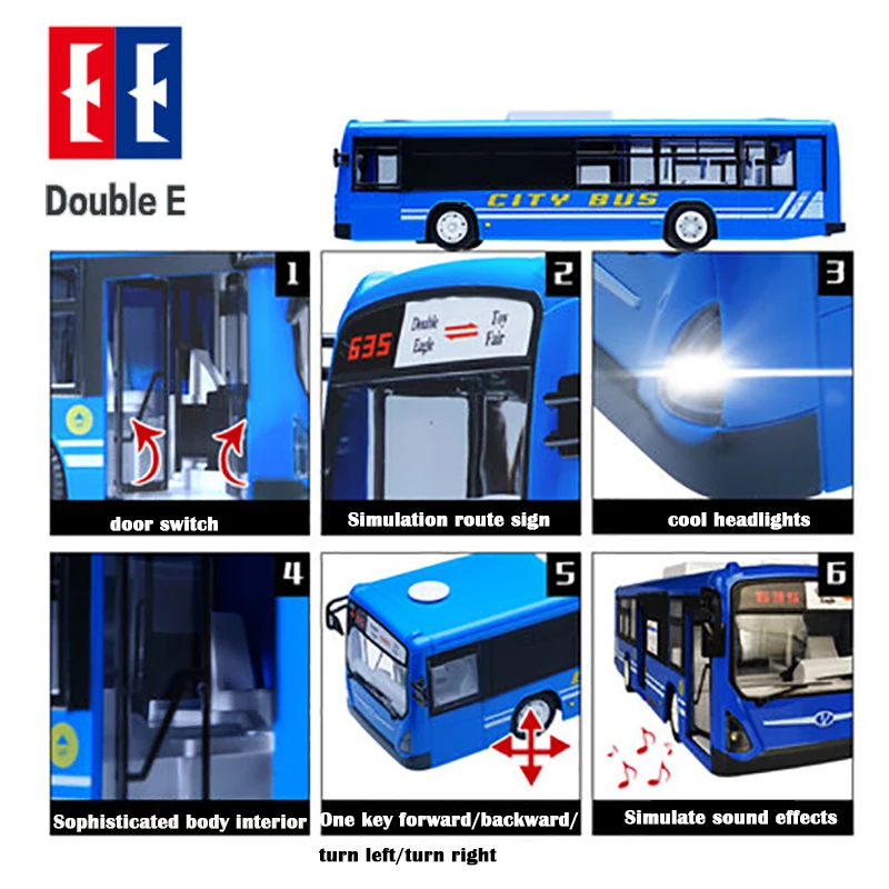 Double E E635 RC Car 6 Channel Remote Control City Bus One Key Start Door Open 2.4G High Speed Electric Machine Toys for Boys enlarge