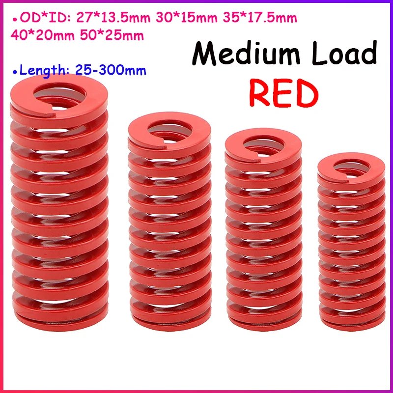 

RED TM Medium Load Mold Spring Spiral Stamping Compression Die Spring OD 27 30 35 40 50mm Length 25 - 300mm