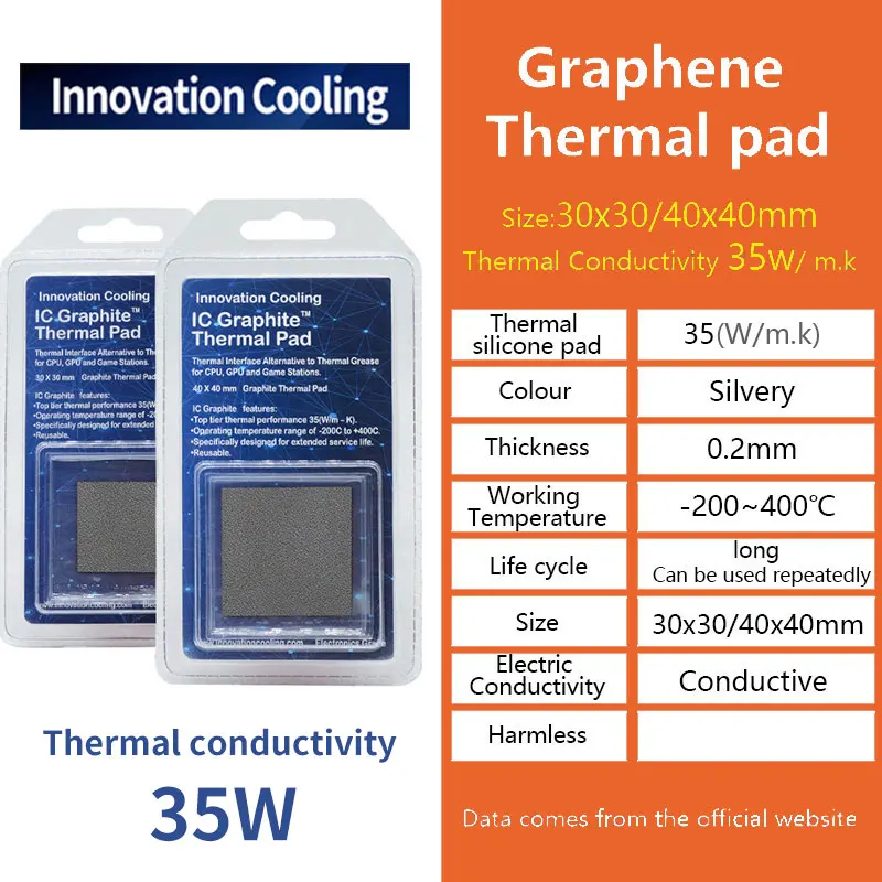 

Innovative Thermal IC 35W Graphene Thermal Silicone Pad CPU/PS4 Graphics Card Motherboard Thermal Pad