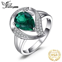 jewelrypalace pear green 1 7ct simulated nano emerald 925 sterling silver ring for women statement wedding gemstone jewelry