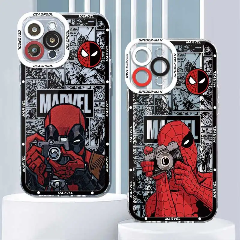 Прозрачная фотография для Oppo A95 A93 A76 A74 A55 A54 A53 A35 A31 A9 A16 A15 A12 A7 F9 F11 F17 F19 RENO 5 6 Marvel Дэдпул Человек-паук любовь