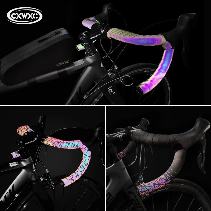 Road Bike Noctilucent Speed Handlebar Tapes Light Reflective Dazzle Cycling Bar Tape PU Leather Colorful Bicycle Fork Grip Tape