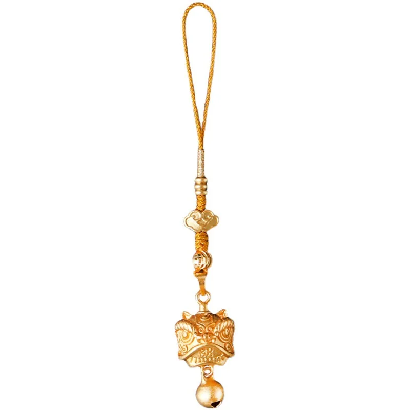 

Pure brass lion wake-up bell mobile phone pendant Chinoiserie style key chain pendant bag pendant gift pendant for men and women