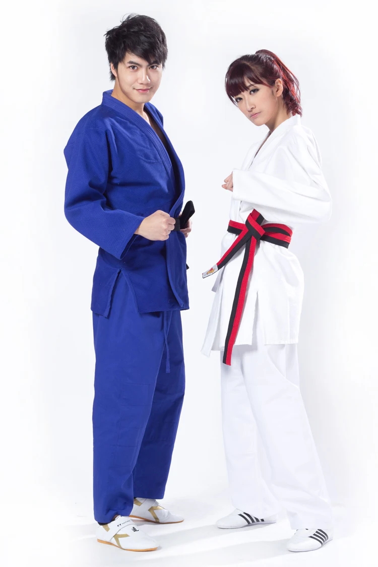 100% хлопок Jiujitsu Униформа белый синий двойной плетеный BJJ Judo GI кимоно костюм для