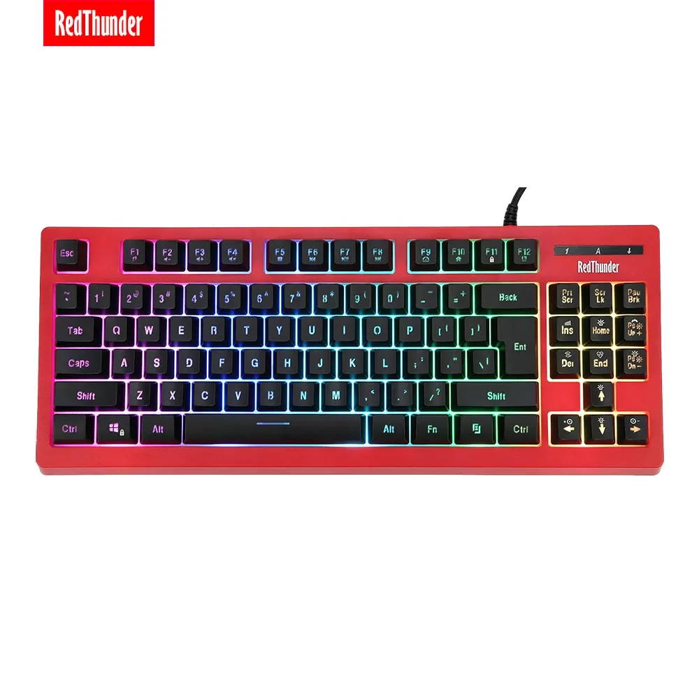 

RedThunder K870 RGB Backlit Computer Wired Keyboard 87 Keys Teclado USB Powered for Desktop Laptop Gaming and Typing