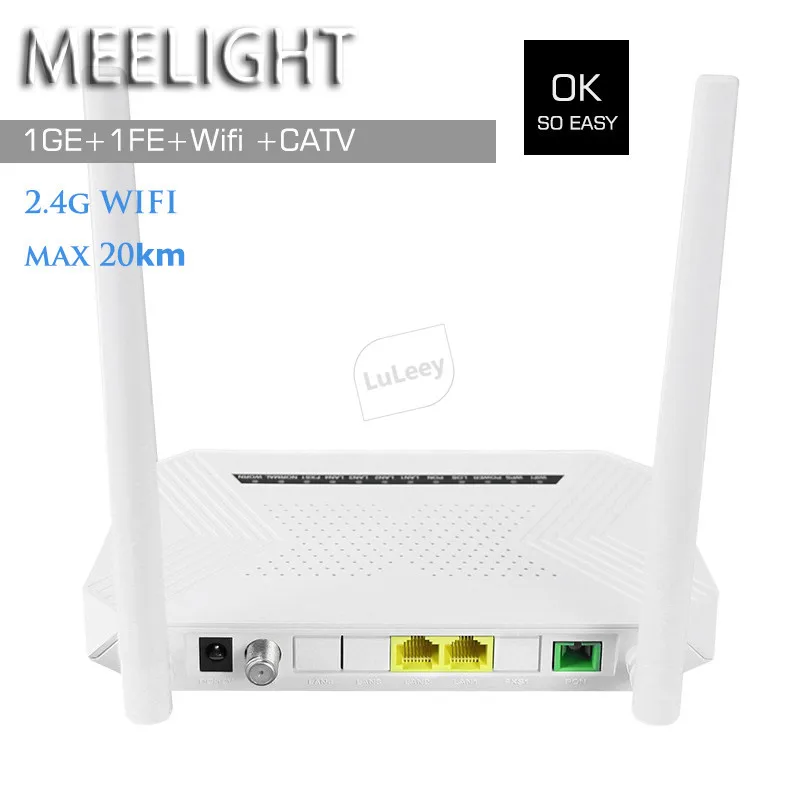 

2.4G XPON GPON ONU 1GE+1FE+Wifi +CATV Fiber Optic SC/APC 20km Compatible With OLT ONT ZTE