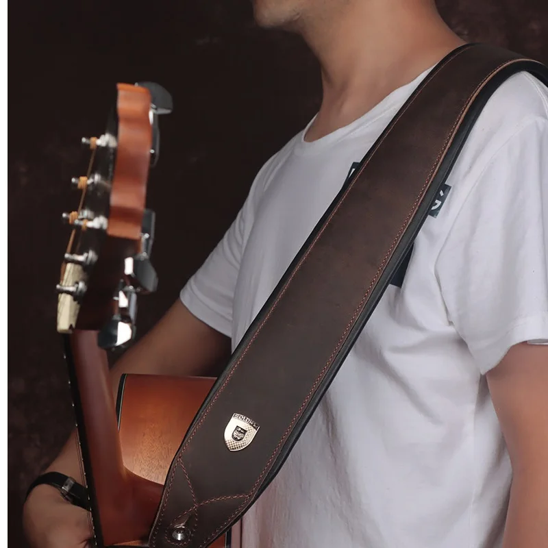 Верхний слой кожаный ремешок для электрогитары Деревянный гитарный Корова