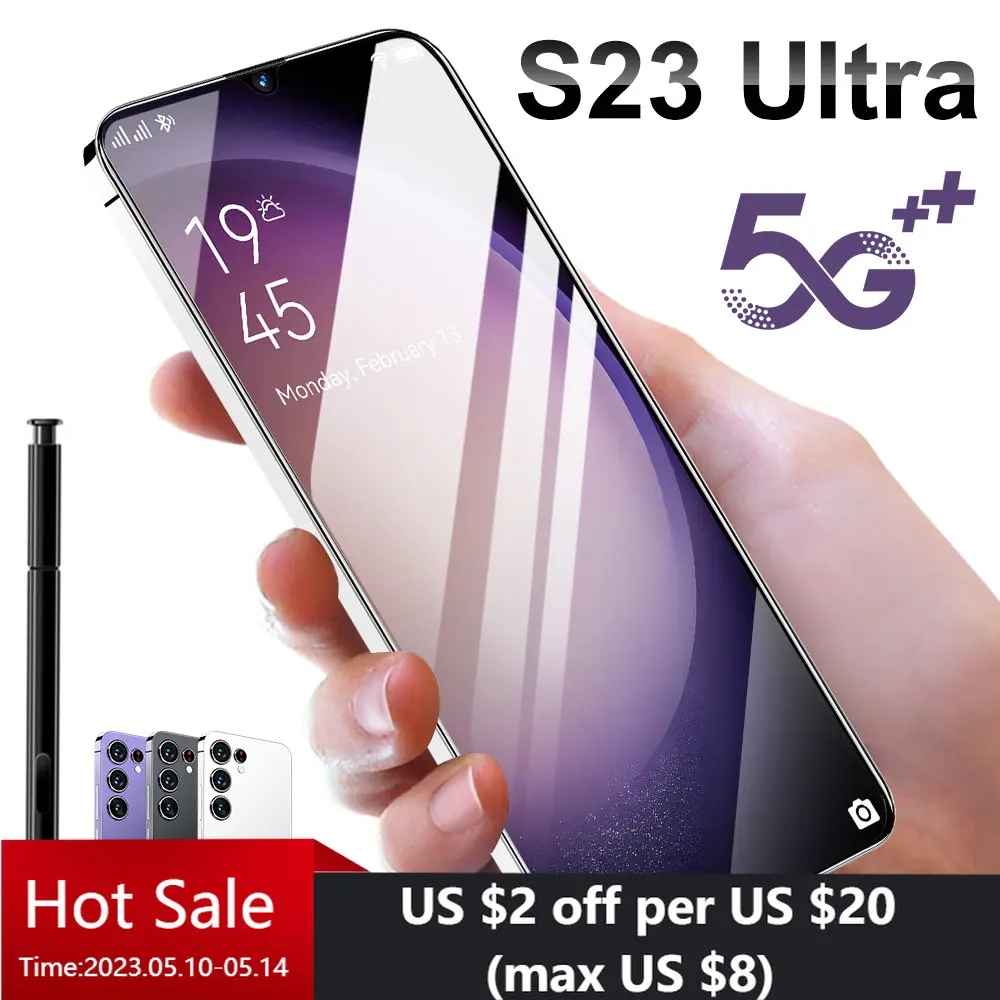 

Новый смартфон S23 Ultra, оригинальные сотовые телефоны 7,0 HD на базе Android, мобильный телефон на две Sim-карты, 48 Мп + 72 МП, разблокированные мобильные телефоны на две Sim-карты, 6800 мАч