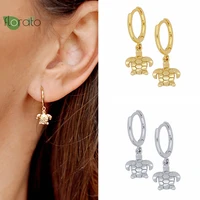 925 sterling silver needle elephant gold earrings cute animal pendant hoop earrings for women fine jewelry exquisite gifts