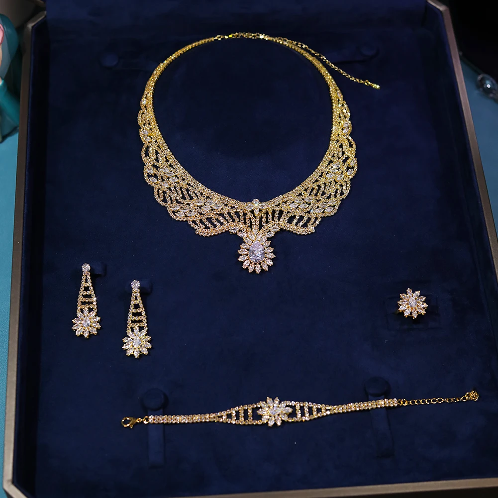 

Женский Свадебный комплект из колье и серёг, с фианитом