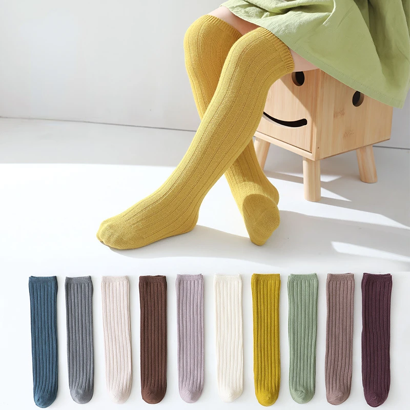 

Spring Autumn Baby Long Tube Knee Sock Korea Girls Dressess Collocation Princess Stockings Boys Solid Color Parent-child Socks