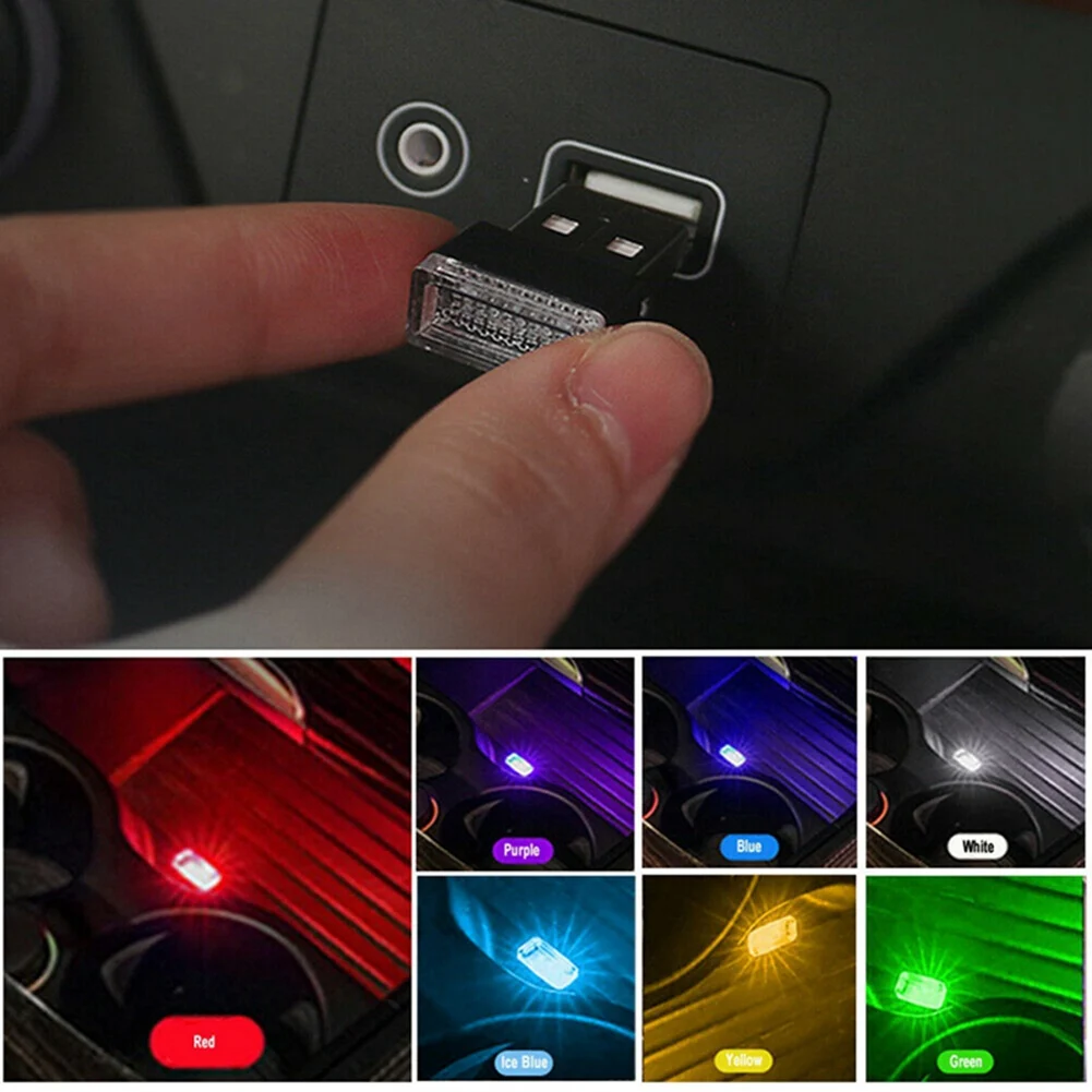 

100X USB LED Mini Car Light Neon Atmosphere Ambient Bright Lamp Light Accessories Mixed Light Color