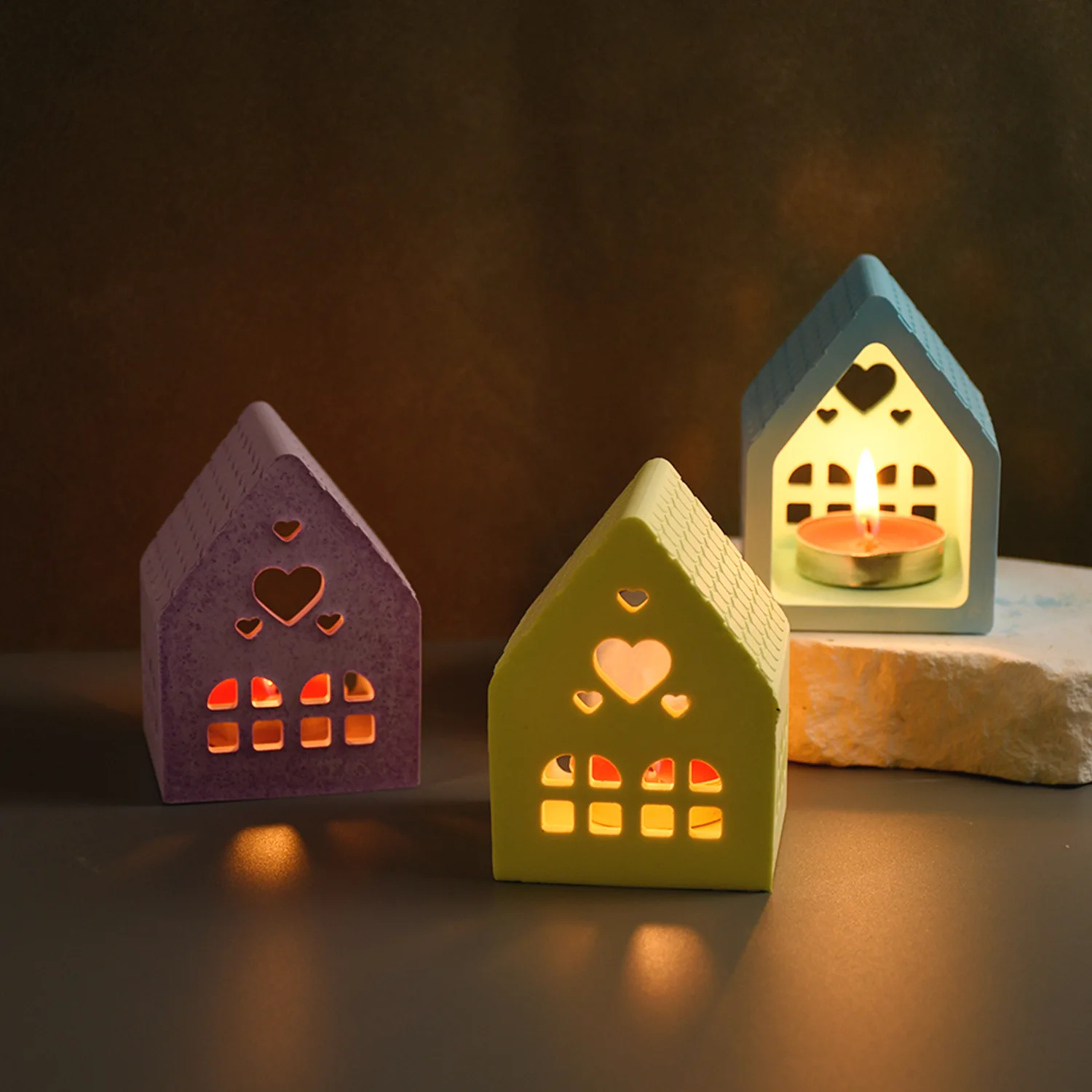 Сделай Сам любовь коттедж подсвечник семейный гипсовый пластырь для