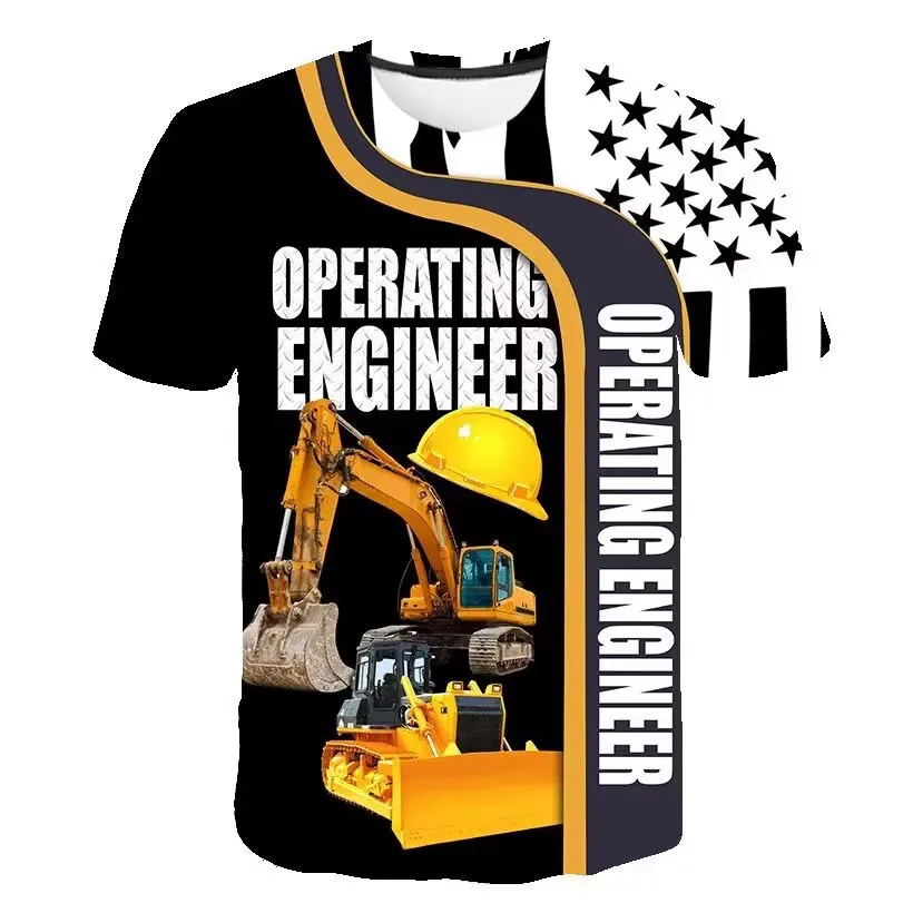 

Summer Hot Selling Excavator Men'S 3d High Definition T-Shirt Fashion Hip Hop Short Sleeve Top Creative High-Quality Clothing