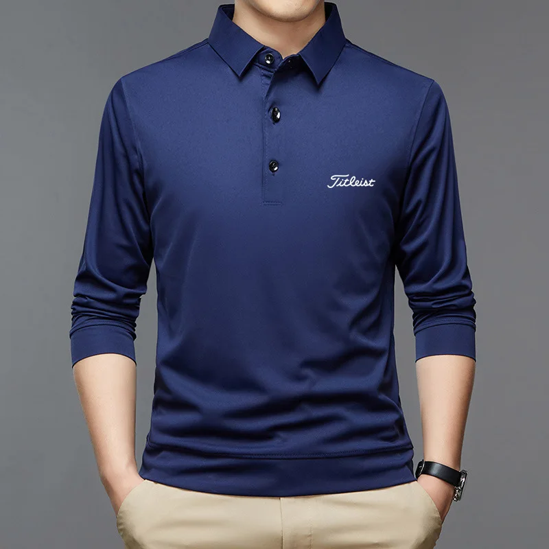 2023 Golf Spring Summer Autumn Clothing New Men's Polo Shirt Casual Top Solid Long-Sleeved  Fashion Slim Collar T-Shirt