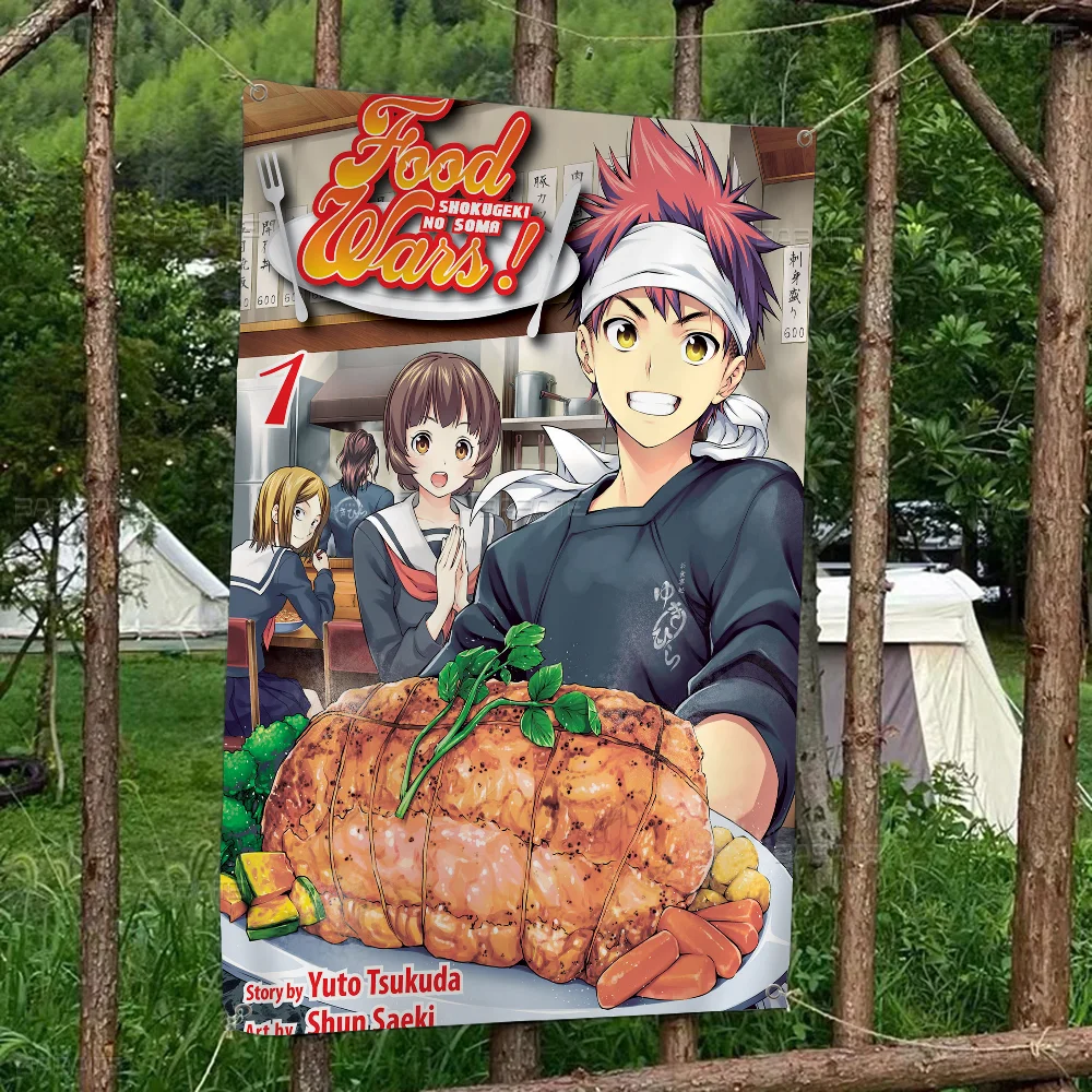 Food Wars! Banner Art Printing Japanese Wall Flag Anime Hanging Home Decor