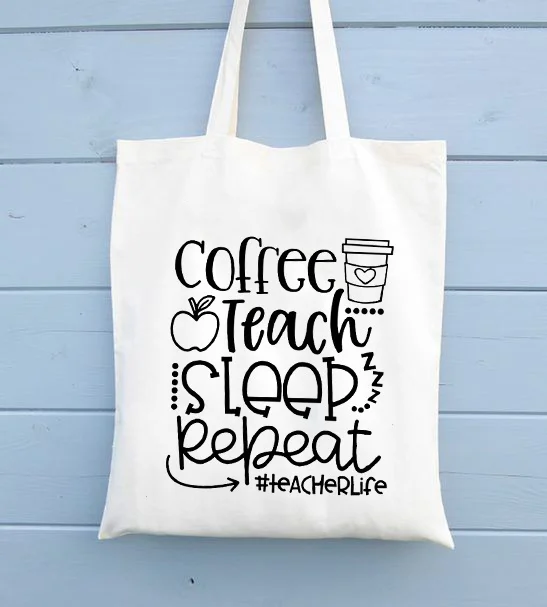 

Beach Bag Shopper Bags Shoulder Tote Messenger Handbags summer Coffee Teach Sleep Repeat Teacher Life harajuku Teacher Handbag