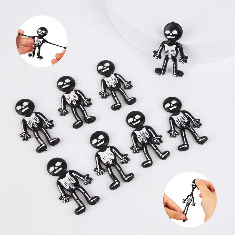 

10PCS Halloween Skeleton Man Party Favors Stretchy Toys Kids Birthday Party Gift Decompression Toys Goodie Halloween Goods
