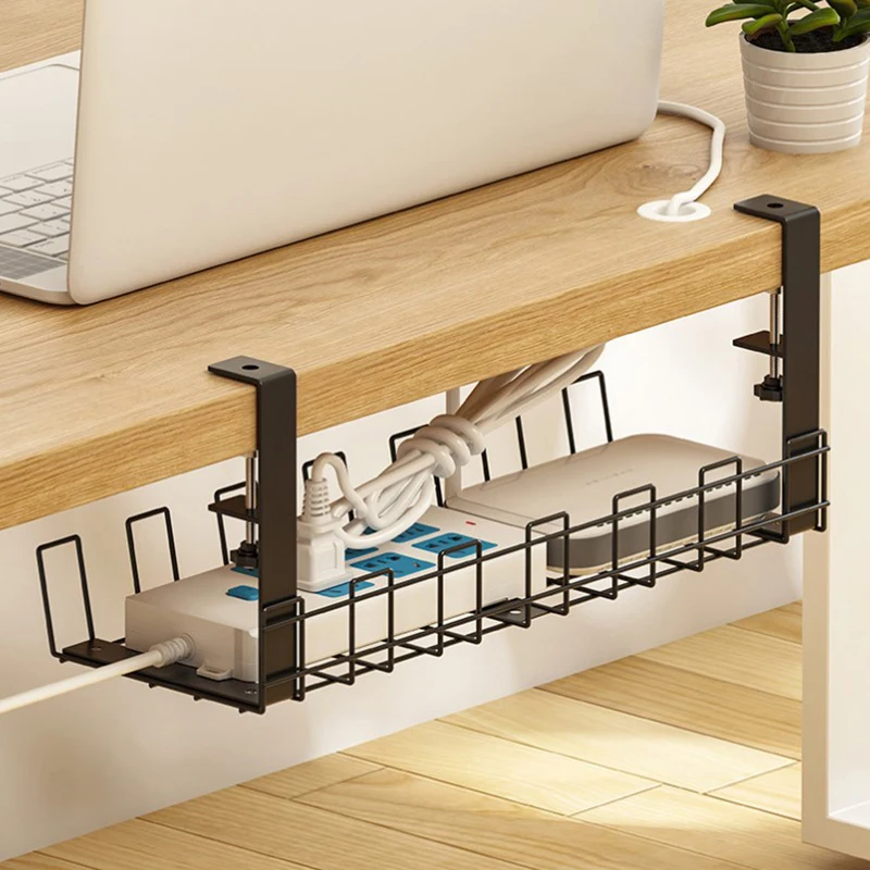 

Wire Basket Shelf Under Table Storage Rack Wire Desk Cable Under Management Tray Cord Organizer Rack