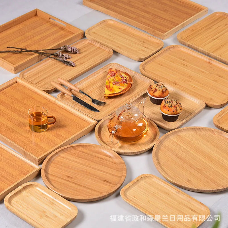 Bamboo Wooden Tray Square Tea Set Simple Japanese Style Home Hotel Restaurant Fruit Wholesale - Бамбуковый лоток из дерева квадратной формы для чая в японском стиле для дома, гостиницы, ресторана и оптовой продажи фруктов.