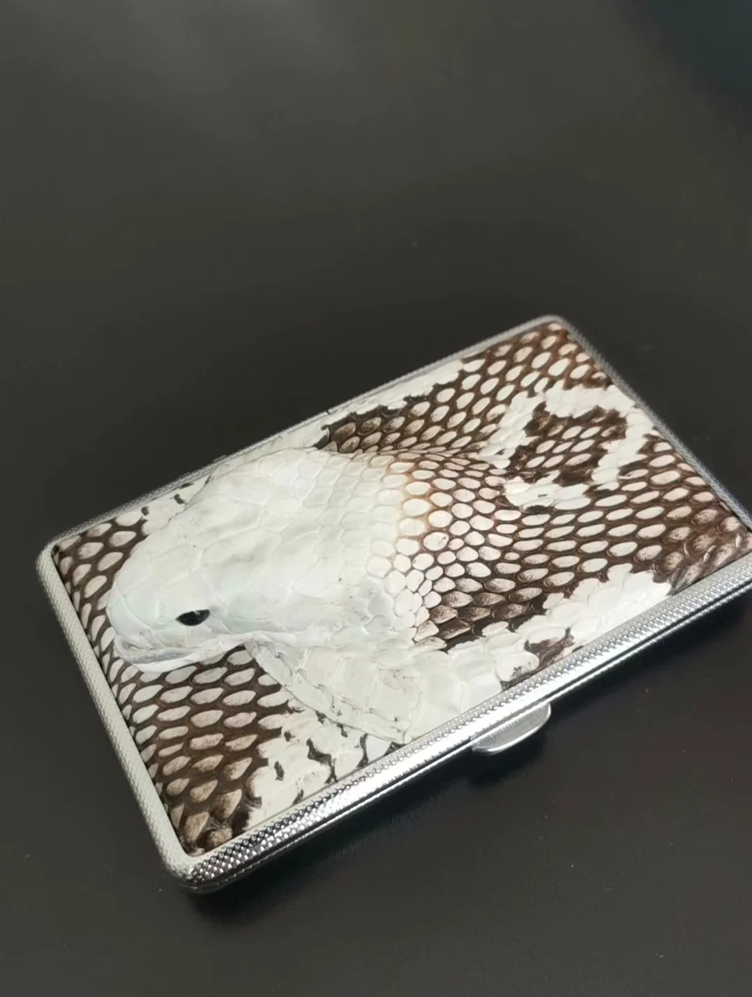 Новинка 2024 роскошный портсигар из натуральной кожи питона тонкий держатель для