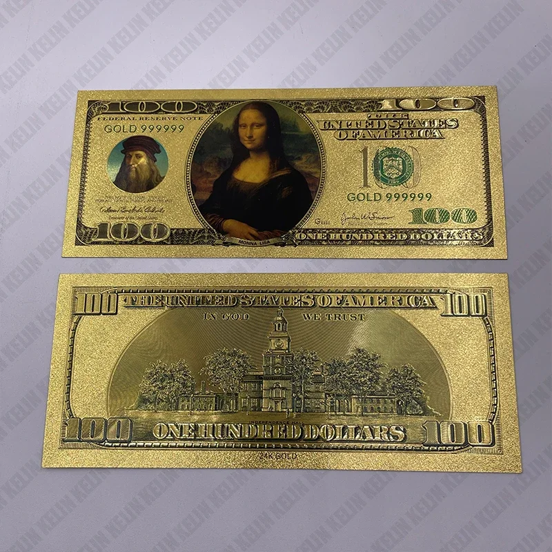 Знаменитая картина Мона Лиза памятные золотые банкноты художественный
