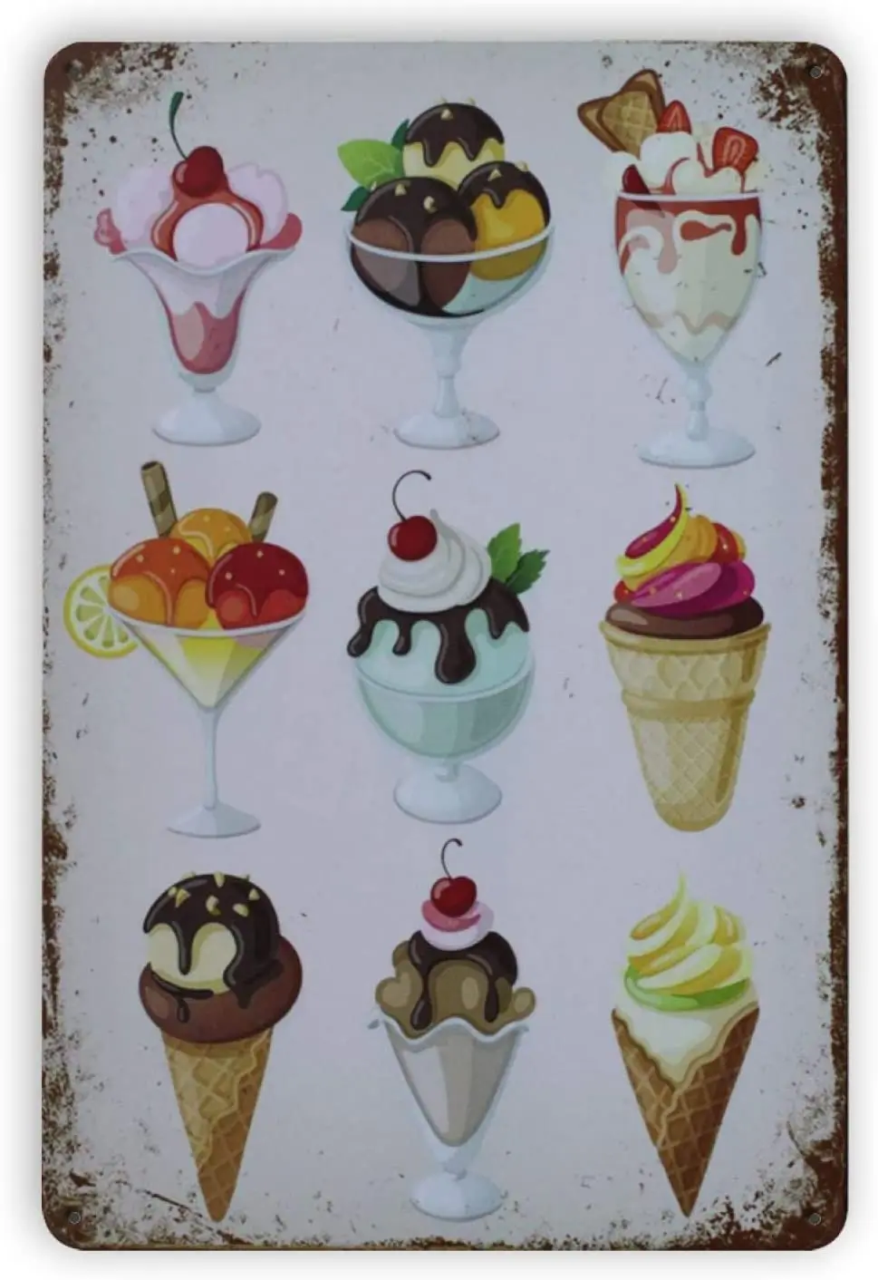 

Ovonetune Vintage Metal Tin Signs, Delicious ICE Cream Retro Art Tin Sign Decorations Plaque fo Bars Club Cafe Home Kitchen
