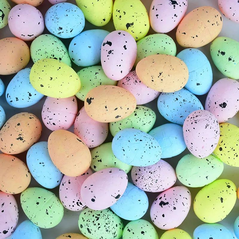 

50/80Pcs Colorful Easter Eggs DIY Craft Wreath Accessories Easter Spring Decoration Kids Gifts Favors Mini Foam Bird Pigeon Eggs