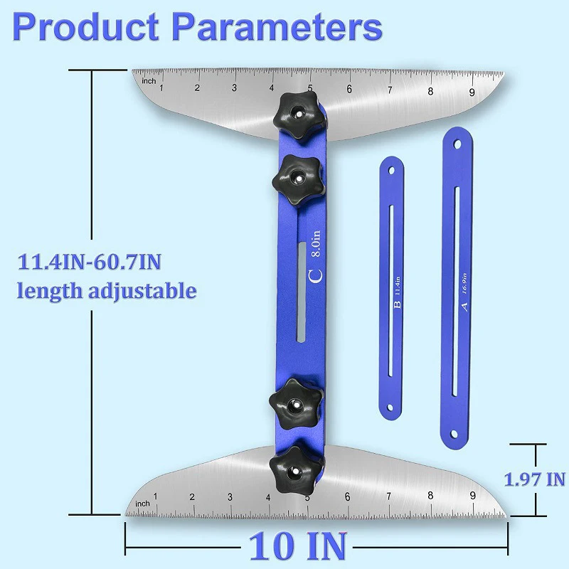 

Stair Treads Gauge Template Tool Adjustable Measuring Stair Jig, Shelf Scribe Tool for Stairs, Risers, Shelf and Cutting Drywall