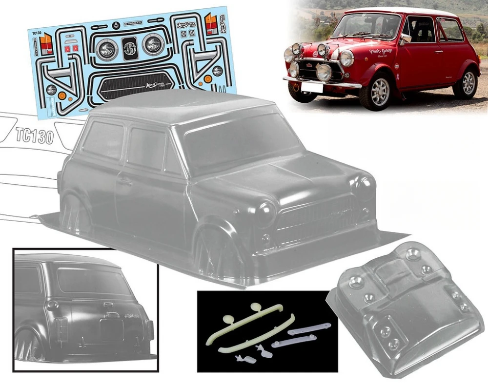 Масштаб 1/10 Mini Cooper 1300 Lexan Body Sets для RC Drift Chassis 255-260 мм Колесная база Tamiya TT01 TT02 XV01 XV02 Kyosho