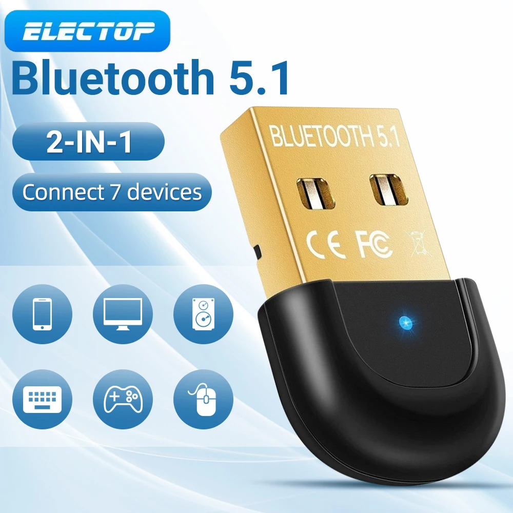 ELECTOP Bluetooth 5 1 адаптер приемник ключ USB компьютер беспроводной аудио передатчик |