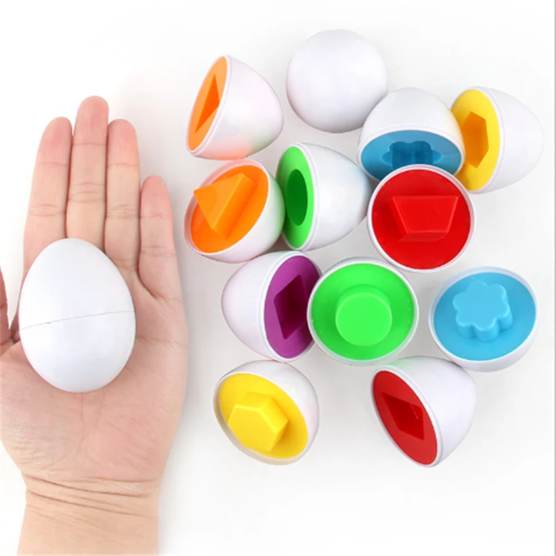 

6Pcs 3D Montessori Learning Education Math Toys Smart Eggs Puzzle Game For Children Popular Toys Jigsaw Mixed Shape Tools
