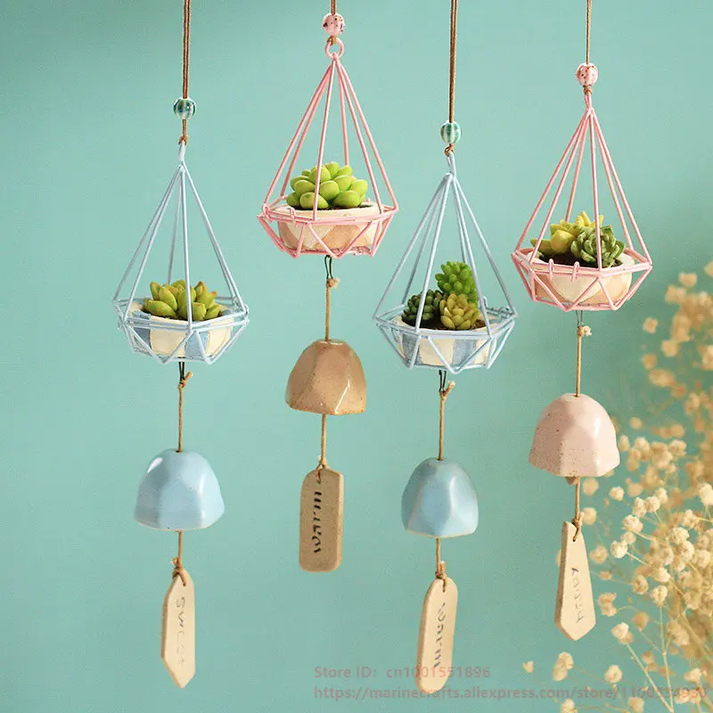 

Nordic Succulent Flower Pots Planter Pot Home Decoration Accessories Hanging Pendants Figurines Wind Chime Resin Ornament Gifts