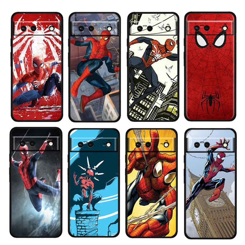 

Avengers Spider cool man Shockproof Cover For Google Pixel 7 6 6A 5 4 5A 4A XL Pro 5G 4G TPU Soft Silicone Black Phone Case Capa