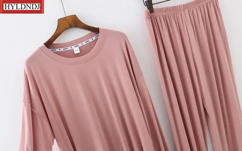 New Long Sleeve Trousers Homewear Suit Fdfklak Korean Casual Pijamas Women Modal Cotton Sleepwear Pajama Sets